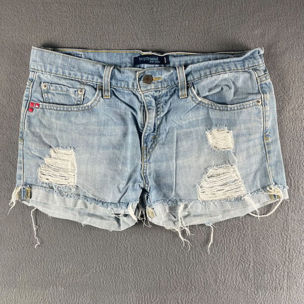 Levis 513 Jean Shorts Womens Size 7 Boyfriend Distressed Booty Micro Mini Y2K